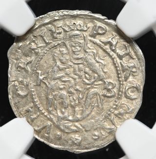 Hungary.  State Ferdinand I Silver Denar,  1554 - Kb,  Ngc Ms63