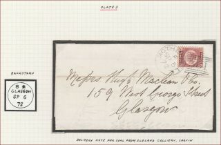 1872 S48 1/2d Rose Plate 3 Scottish Motherwell To Glasgow On Cover Very Fine El