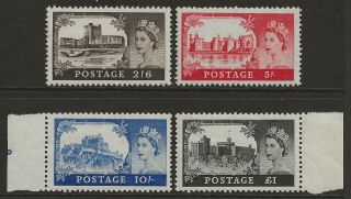 Gb 1955 Waterlow Castles Complete Set Of 4 Mnh Sg 536 - 539 Cat £250
