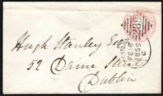 Ireland - 1d Pink Envelope Kingstown Irish Spoon 1855 - Inverted 5 To Dublin