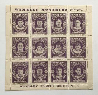 Scarce 1938 Wembley Monarchs British Hockey Stamp Set (12) - Haggerty,  Milford