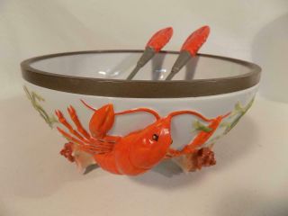 German Porcelain Musterschutz Salad Serving Set & Bowl - Lobsters Shells