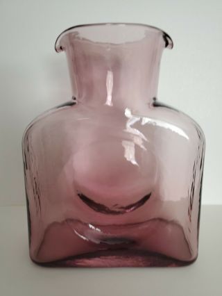 Blenko Handcraft Art Glass Double Spout Water Bottle In Light Amethyst