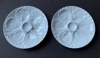 Set Of 2 Pillivuyt Porcelain 9” Oyster Plates Made In France