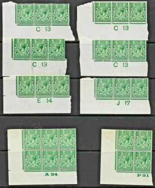 Gb George V Royal & Block Cypher ½d Stamps Control Strips & Blocks Ref:qx276a
