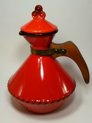 Metlox PoppyTrail Vernon California Pottery Red Rooster Red Coffee Carafe & Lid 2