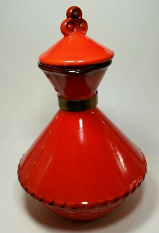 Metlox PoppyTrail Vernon California Pottery Red Rooster Red Coffee Carafe & Lid 3