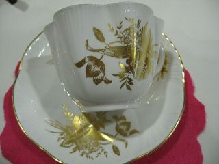 Shelley Flowers Of Gold Dainty Cup & Saucer Set 14187 Teacup Vintage