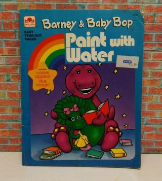 Vintage Barney & Baby Bop Paint With Water Book By Golden Books From 1993