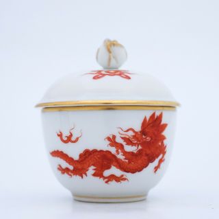 Small Bowl With Lid - Meissen - Red Dragon