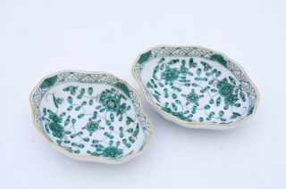 2 Small Serving Bowls - Meissen - Green Indian