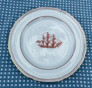 Spode Trade Winds England Dinner Plate Red Gold Trim 1960s