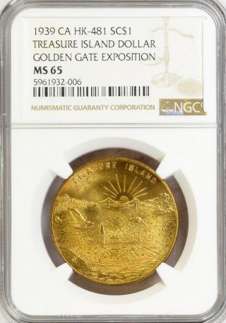 1939 Treasure Island Token,  Golden Gate Expo,  Hk - 481,  Sh 23 - 1.  2,  Ms65 Ngc,  Medal