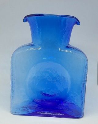 Vintage Blenko Art Glass Blue Double Spout Water Pitcher 2004