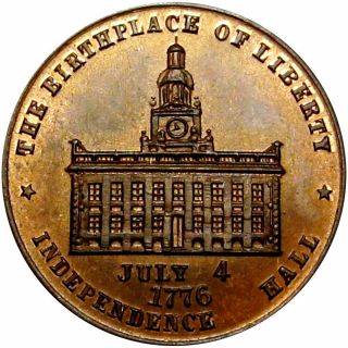 1876 Philadelphia Pennsylvania Centennial Merchant Token Lingg & Bro Copper