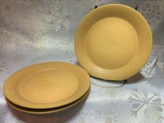 Set Of 3 Bennington Potters Vermont Tawny Mustard Ceramic Bread Plates