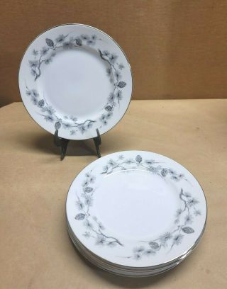Amcrest Meito Japan Silver Pine Fine China 6 1/2 " Bread Plate Set Of Five (5)