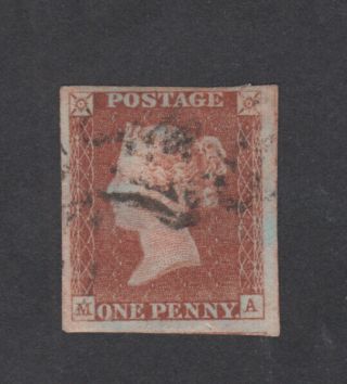 Gb Qv 1841 Sg8 1d Penny Red Ma 4 Margins Fine Maltese Cross Number In Centr