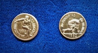 1932 Los Angeles Olympic California Gold Fractional 1/2 Dollar Discus Sprinter