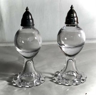 Imperial Crystal Candlewick 5 " Footed Salt And Pepper Shakers 400/190