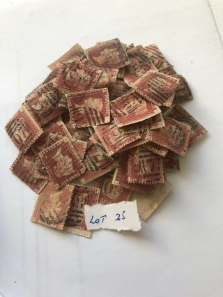 100 Queen Victoria 1d Red Plates Unchecked Postmark Interest Lot 25
