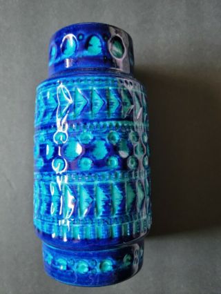 Mid Century Bay Keramik West Germany Pottery Vase Bitossi Blue Turquoise 7 "