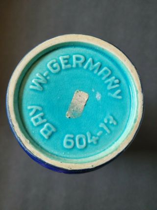 Mid Century Bay Keramik West Germany Pottery Vase Bitossi Blue Turquoise 7 
