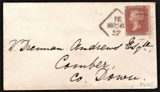 Ireland - 1d Red Star C8 Stated Plate 45 Envelope Dublin Spoon 1857 To Comber