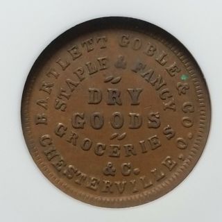 1864 Chesterville Ohio Civil War Token Bartlett Goble & Co Dry Goods Ngc Ms61 R7