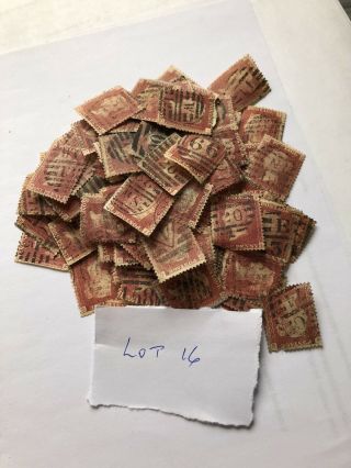 100 Queen Victoria 1d Red Plates Unchecked Postmark Interest Lot 16
