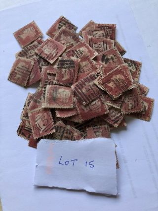 100 Queen Victoria 1d Red Plates Unchecked Postmark Interest Lot 15