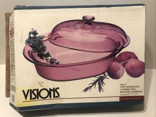 Open Box Visions 4 Qt Cranberry Corning Oval Roaster Casserole 6015086 1994
