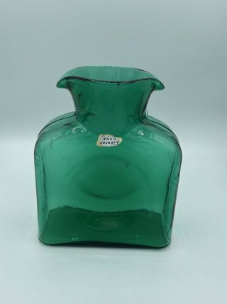 Blenko Water Bottle In Green - Double Spout.