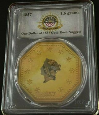 1857 Gold Rush Nuggets 1.  5 Grams Recovered S.  S.  Central America Shipwreck Pcgs