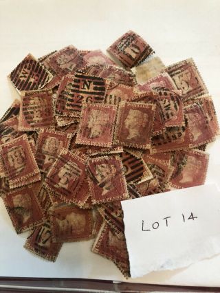 100 Queen Victoria 1d Red Plates Unchecked Postmark Interest Lot 14