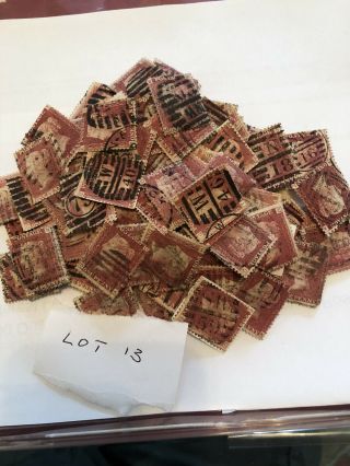 100 Queen Victoria 1d Red Plates Unchecked Postmark Interest Lot 13
