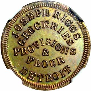 1864 Detroit Michigan Civil War Token Joseph Riggs Unlisted R9 Brass Ngc
