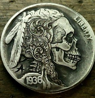 Hobo Nickel Coin Skull 1936 Buffalo By J.  A.  Tootell