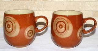 Denby Fire Chilli 2 Mugs / Cups Curve,  England,