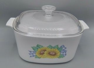 Corning Ware Sunsations Sunflowers A 3 B 3 Quart Casserole With Lid A 9 C