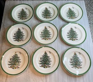 Spode Christmas Tree 6 1/2” Bread Plates Set Of 9 England