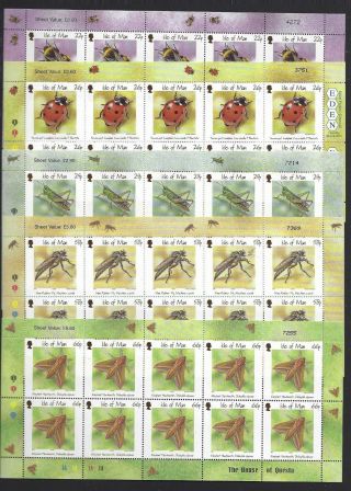 Isle Of Man 2001 Insects In Complete Sheetlets Unmounted,  Mnh