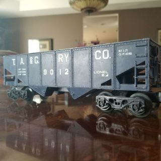 Vintage O Gauge Lionel Train 9012 T.  A.  & G.  Ry.  Co.  2 Bay Gray Hopper Coal Car