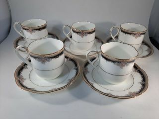 Set 5 Teacups & Saucers Noritake Palais Royal 9773 Coffee Cup