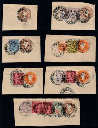 1898 - 99 Qv “jubilee” Stamps Inc Postal Stationary On Piece X 7