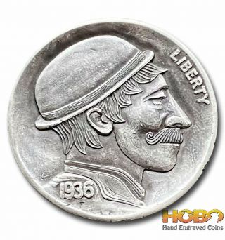 Hobo Nickel Coin 1936 Buffalo " Classic " Hand Engraved By Gediminas Palsis