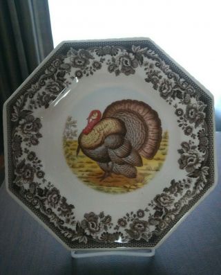 Spode Woodland Turkey Octagonal Dinner/show Plate 9.  25 " Made In England