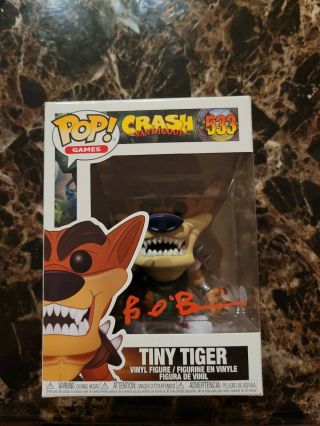Signed Funko Pop Games: Crash Bandicoon - Tiny Tiger Vinyl Figure Signed