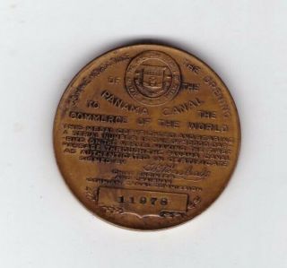 1914 PANAMA CANAL OPENING VOYAGE ' rd ANTIQUE MEDAL SO CALLED DOLLAR Bronze 38mm 2