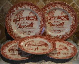 Poinsettia Toile By 222 Fifth 2 Dinner Plates 3 Salad Plates Euc From 2014